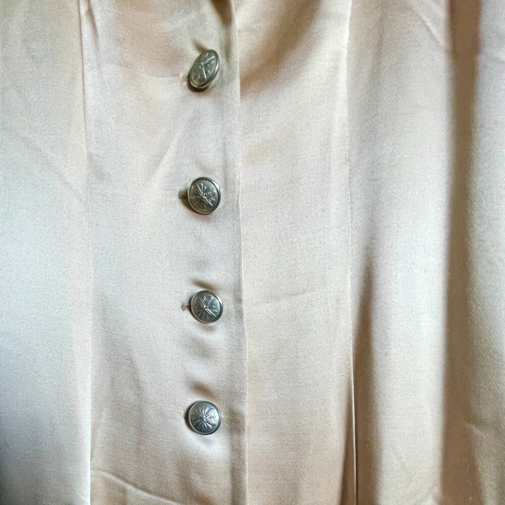 Rare Couture Jan Micole Vintage Peau de Soie Sleeveless Sheath Dress w/ Buttons - Picture 11 of 12
